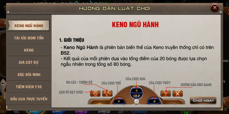 Giải Mã Sức Hút Của Keno Ngũ Hành Tại B52 Club Với Tỷ Lệ Thưởng