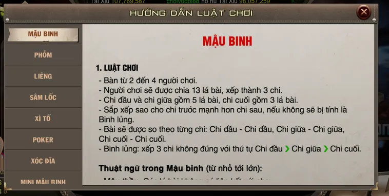 Mậu Binh Tại B52 Club Đấu Trường Chiến Binh Bài Lá Với Lối Chơi Độc Đáo