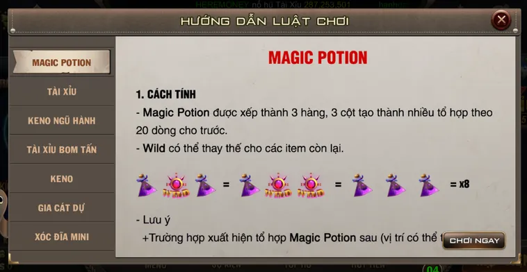 Hướng Dẫn Trải Nghiệm Minigame Magic Potion Tại B52 Club Cho Game Thủ
