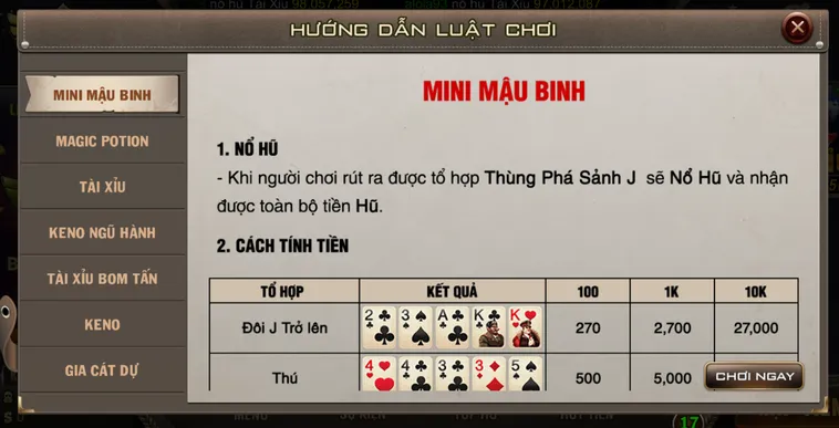 Bí Quyết Chinh Phục Minigame Mini Mậu Binh Tại B52 Club Cực Hay